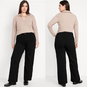 Old Navy High-Rise WOW Wide Leg Black Jeans Womens Size 18 Long‎ Denim From 2022